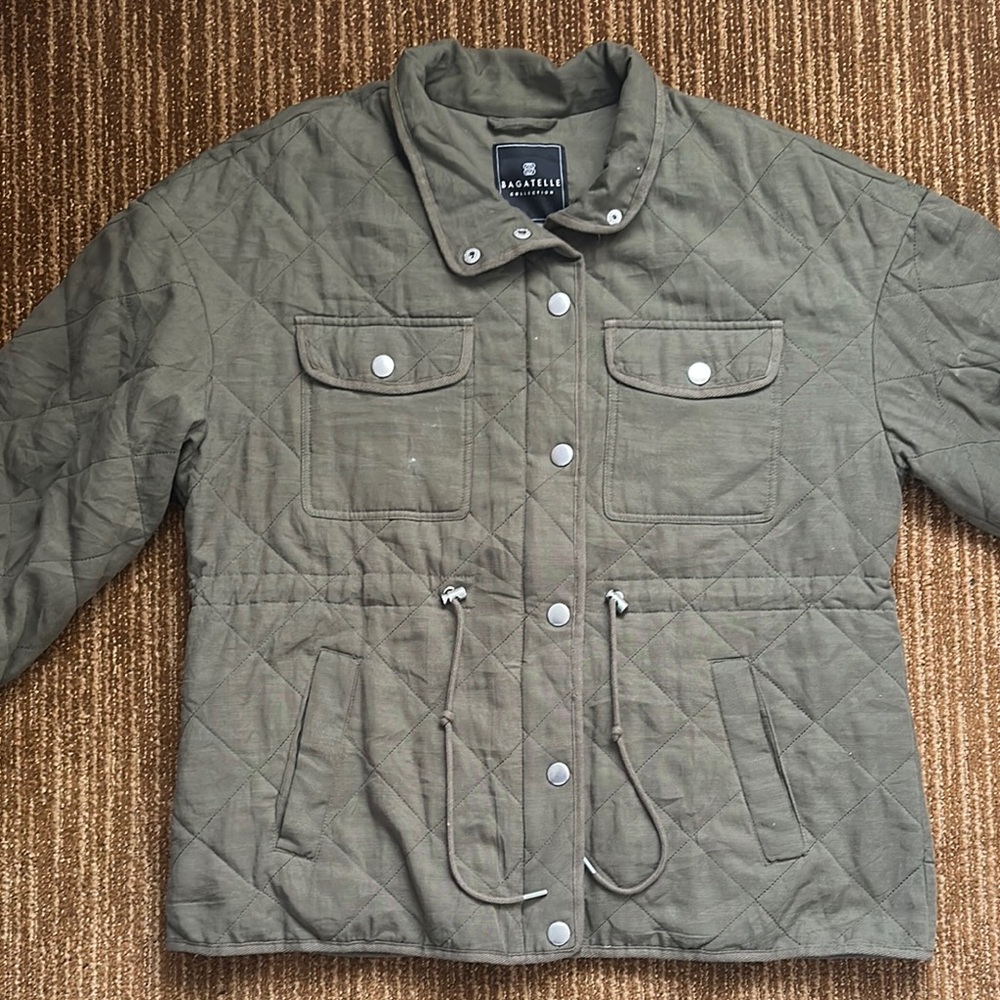 Bagatelle Collection Womens Quilted Utility Jacket Olive Green Size XL
